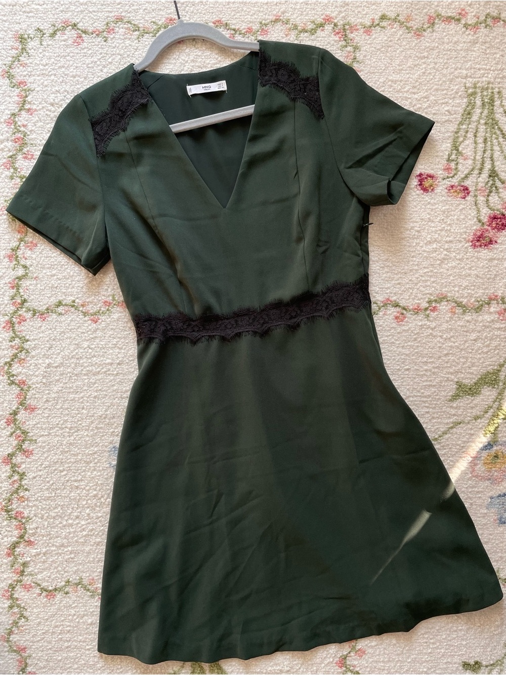 Mango Lace-Trim V-Neck Dress